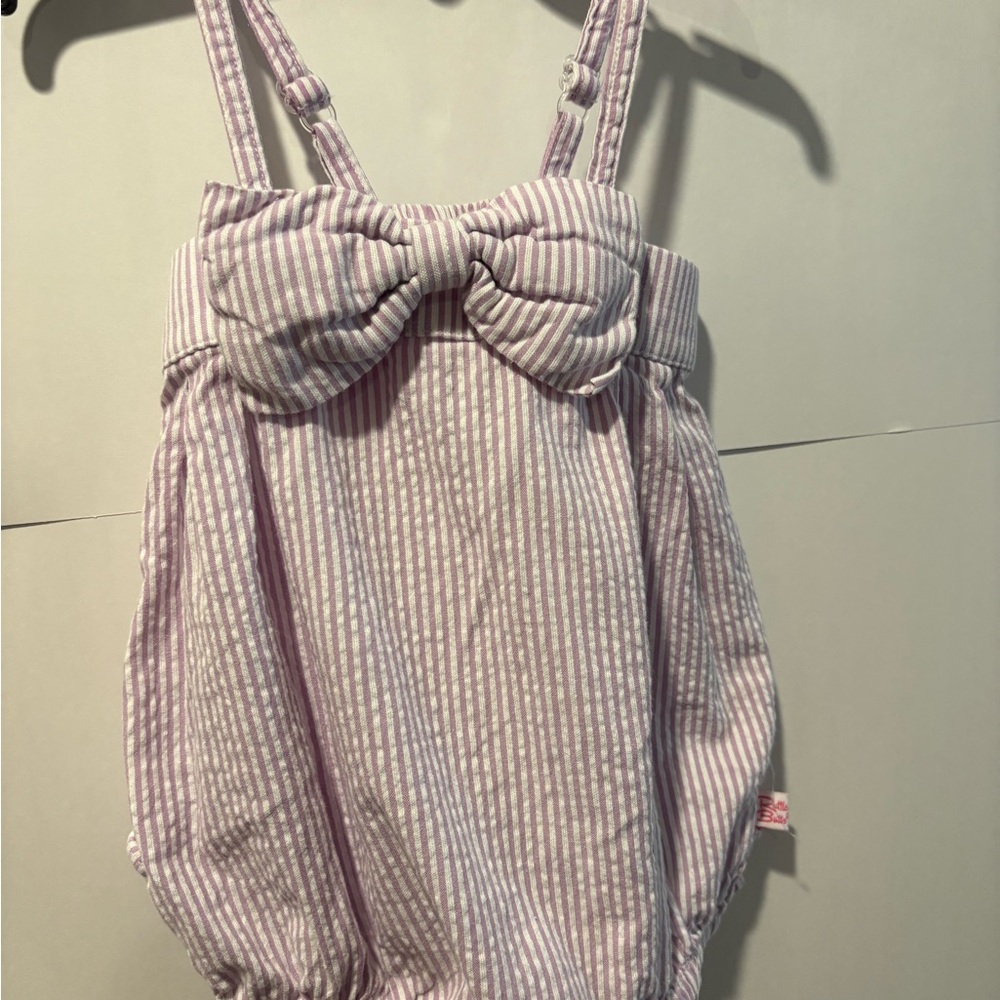 Ruffle Butts Purple and White Striped Outfit